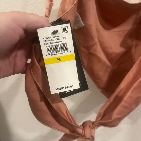 NWT Danielle Bernstein gold scarf top size medium tie back cropped - Picture 3 of 8